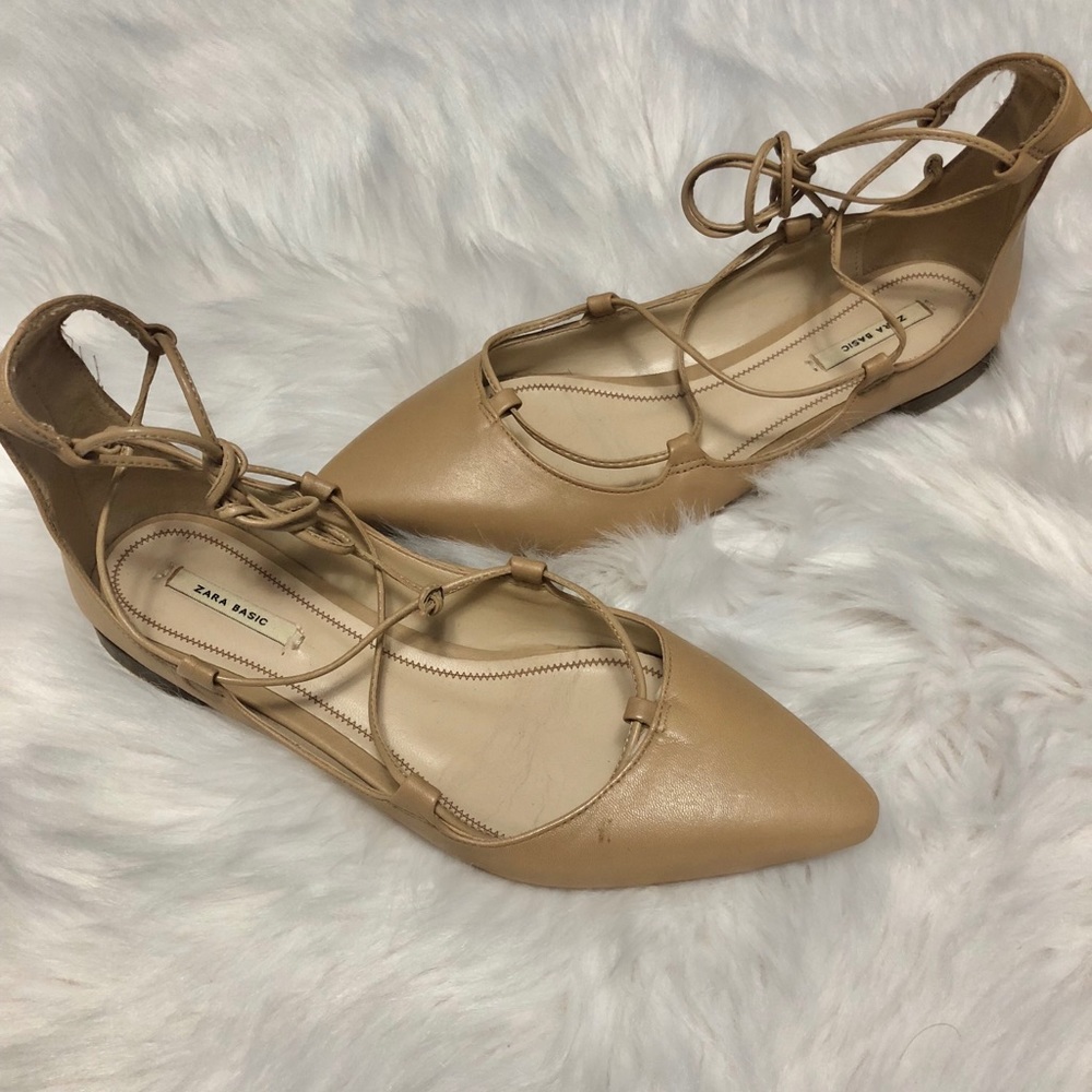 ZARA Tie Up Ballet Flats